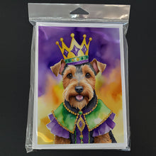Load image into Gallery viewer, Welsh Terrier King of Mardi Gras Greeting Cards - Blank Note Cards – 8-Pack of Artist-Designed Cards with Envelopes
