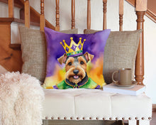 Load image into Gallery viewer, Welsh Terrier King of Mardi Gras Throw Pillow - 14x14 Decorative Pillow – Art for Your Home &amp; Patio