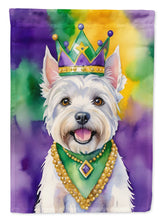 Load image into Gallery viewer, Westie King of Mardi Gras House Flag