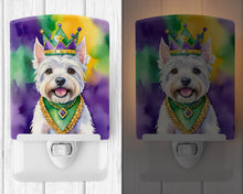 Load image into Gallery viewer, Westie King of Mardi Gras Ceramic Night Light