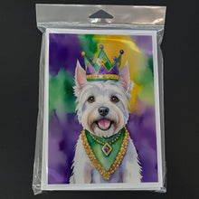 Load image into Gallery viewer, Westie King of Mardi Gras Greeting Cards - Blank Note Cards – 8-Pack of Artist-Designed Cards with Envelopes