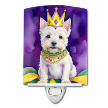 Load image into Gallery viewer, Westie King of Mardi Gras Ceramic Night Light