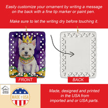 Load image into Gallery viewer, Westie King of Mardi Gras Porcelain Ornament