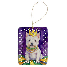 Load image into Gallery viewer, Westie King of Mardi Gras Porcelain Ornament