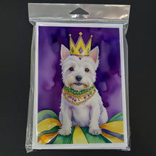 Load image into Gallery viewer, Westie King of Mardi Gras Greeting Cards - Blank Note Cards – 8-Pack of Artist-Designed Cards with Envelopes