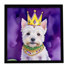 Load image into Gallery viewer, Westie King of Mardi Gras Framed Metal Print