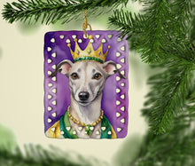 Load image into Gallery viewer, Whippet King of Mardi Gras Porcelain Ornament