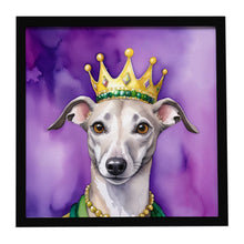 Load image into Gallery viewer, Whippet King of Mardi Gras Framed Metal Print