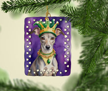 Load image into Gallery viewer, Whippet King of Mardi Gras Porcelain Ornament