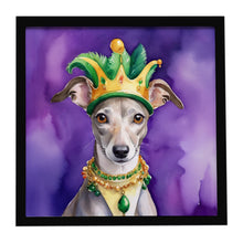 Load image into Gallery viewer, Whippet King of Mardi Gras Framed Metal Print