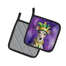 Load image into Gallery viewer, Whippet King of Mardi Gras Pot Holders - Set of 2 Decorative Kitchen Helpers | Made in the USA