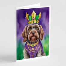 Load image into Gallery viewer, Wirehaired Pointing Griffon King of Mardi Gras Greeting Cards - Blank Note Cards – 8-Pack of Artist-Designed Cards with Envelopes