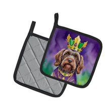 Load image into Gallery viewer, Wirehaired Pointing Griffon King of Mardi Gras Pot Holders - Set of 2 Decorative Kitchen Helpers | Made in the USA