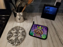 Load image into Gallery viewer, Wirehaired Pointing Griffon King of Mardi Gras Pot Holders - Set of 2 Decorative Kitchen Helpers | Made in the USA
