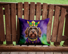Load image into Gallery viewer, Wirehaired Pointing Griffon King of Mardi Gras Throw Pillow - 14x14 Decorative Pillow – Art for Your Home &amp; Patio