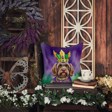 Load image into Gallery viewer, Wirehaired Pointing Griffon King of Mardi Gras Throw Pillow - 14x14 Decorative Pillow – Art for Your Home &amp; Patio