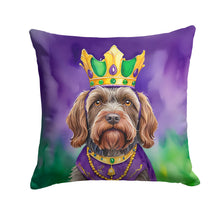 Load image into Gallery viewer, Wirehaired Pointing Griffon King of Mardi Gras Throw Pillow - 14x14 Decorative Pillow – Art for Your Home &amp; Patio