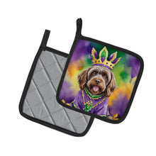 Load image into Gallery viewer, Wirehaired Pointing Griffon King of Mardi Gras Pot Holders - Set of 2 Decorative Kitchen Helpers | Made in the USA