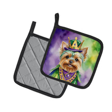 Load image into Gallery viewer, Yorkshire Terrier King of Mardi Gras Pot Holders - Set of 2 Decorative Kitchen Helpers | Made in the USA