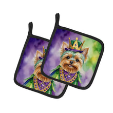 Load image into Gallery viewer, Yorkshire Terrier King of Mardi Gras Pot Holders - Set of 2 Decorative Kitchen Helpers | Made in the USA