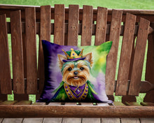 Load image into Gallery viewer, Yorkshire Terrier King of Mardi Gras Throw Pillow - 14x14 Decorative Pillow – Art for Your Home &amp; Patio