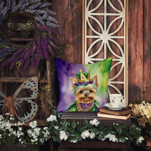 Load image into Gallery viewer, Yorkshire Terrier King of Mardi Gras Throw Pillow - 14x14 Decorative Pillow – Art for Your Home &amp; Patio
