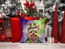 Load image into Gallery viewer, Yorkshire Terrier King of Mardi Gras Throw Pillow - 14x14 Decorative Pillow – Art for Your Home &amp; Patio