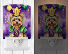Load image into Gallery viewer, Yorkshire Terrier King of Mardi Gras Ceramic Night Light