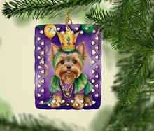 Load image into Gallery viewer, Yorkshire Terrier King of Mardi Gras Porcelain Ornament