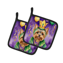 Load image into Gallery viewer, Yorkshire Terrier King of Mardi Gras Pot Holders - Set of 2 Decorative Kitchen Helpers | Made in the USA