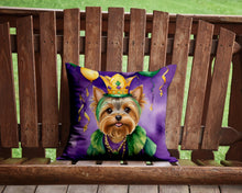 Load image into Gallery viewer, Yorkshire Terrier King of Mardi Gras Throw Pillow - 14x14 Decorative Pillow – Art for Your Home &amp; Patio