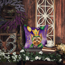 Load image into Gallery viewer, Yorkshire Terrier King of Mardi Gras Throw Pillow - 14x14 Decorative Pillow – Art for Your Home &amp; Patio