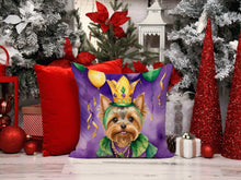 Load image into Gallery viewer, Yorkshire Terrier King of Mardi Gras Throw Pillow - 14x14 Decorative Pillow – Art for Your Home &amp; Patio
