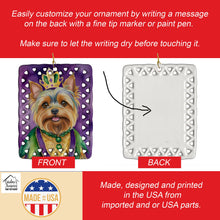 Load image into Gallery viewer, Yorkshire Terrier King of Mardi Gras Porcelain Ornament