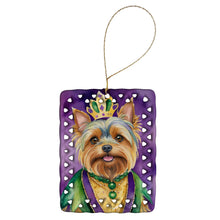Load image into Gallery viewer, Yorkshire Terrier King of Mardi Gras Porcelain Ornament