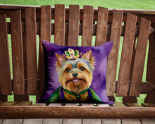 Load image into Gallery viewer, Yorkshire Terrier King of Mardi Gras Throw Pillow - 14x14 Decorative Pillow – Art for Your Home &amp; Patio