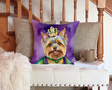 Load image into Gallery viewer, Yorkshire Terrier King of Mardi Gras Throw Pillow - 14x14 Decorative Pillow – Art for Your Home &amp; Patio