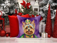 Load image into Gallery viewer, Yorkshire Terrier King of Mardi Gras Throw Pillow - 14x14 Decorative Pillow – Art for Your Home &amp; Patio
