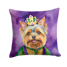 Load image into Gallery viewer, Yorkshire Terrier King of Mardi Gras Throw Pillow - 14x14 Decorative Pillow – Art for Your Home &amp; Patio