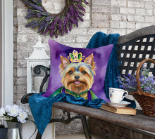 Load image into Gallery viewer, Yorkshire Terrier King of Mardi Gras Throw Pillow