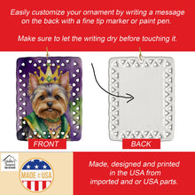 Load image into Gallery viewer, Yorkshire Terrier King of Mardi Gras Porcelain Ornament