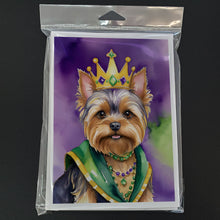 Load image into Gallery viewer, Yorkshire Terrier King of Mardi Gras Greeting Cards - Blank Note Cards – 8-Pack of Artist-Designed Cards with Envelopes