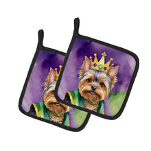 Load image into Gallery viewer, Yorkshire Terrier King of Mardi Gras Pot Holders - Set of 2 Decorative Kitchen Helpers | Made in the USA