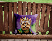 Load image into Gallery viewer, Yorkshire Terrier King of Mardi Gras Throw Pillow - 14x14 Decorative Pillow – Art for Your Home &amp; Patio