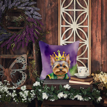 Load image into Gallery viewer, Yorkshire Terrier King of Mardi Gras Throw Pillow - 14x14 Decorative Pillow – Art for Your Home &amp; Patio