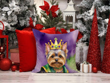 Load image into Gallery viewer, Yorkshire Terrier King of Mardi Gras Throw Pillow - 14x14 Decorative Pillow – Art for Your Home &amp; Patio