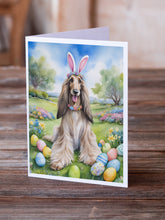 Load image into Gallery viewer, Afghan Hound Easter Egg Hunt Greeting Cards - Blank Note Cards – 8-Pack of Artist-Designed Cards with Envelopes
