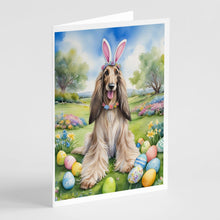 Load image into Gallery viewer, Afghan Hound Easter Egg Hunt Greeting Cards - Blank Note Cards – 8-Pack of Artist-Designed Cards with Envelopes