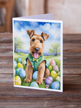 Load image into Gallery viewer, Airedale Terrier Easter Egg Hunt Greeting Cards - Blank Note Cards – 8-Pack of Artist-Designed Cards with Envelopes