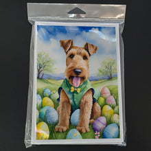 Load image into Gallery viewer, Airedale Terrier Easter Egg Hunt Greeting Cards - Blank Note Cards – 8-Pack of Artist-Designed Cards with Envelopes